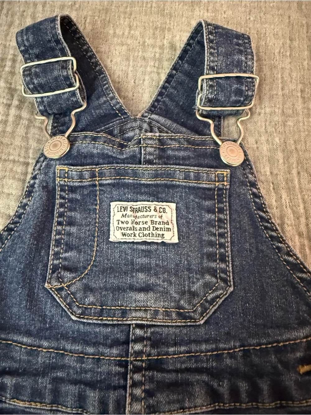 Levi's Dark Blue Denim Baby Overalls with Front Pocket